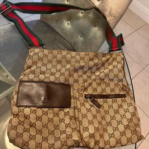 Used authentic Gucci side bag, used with a few stands and a small hole in bottom